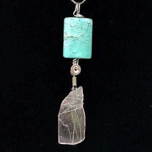 Turquoise and Sea Glass Pendant
